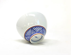 Matcha bowl - tenmoku shape - white/blue - medium