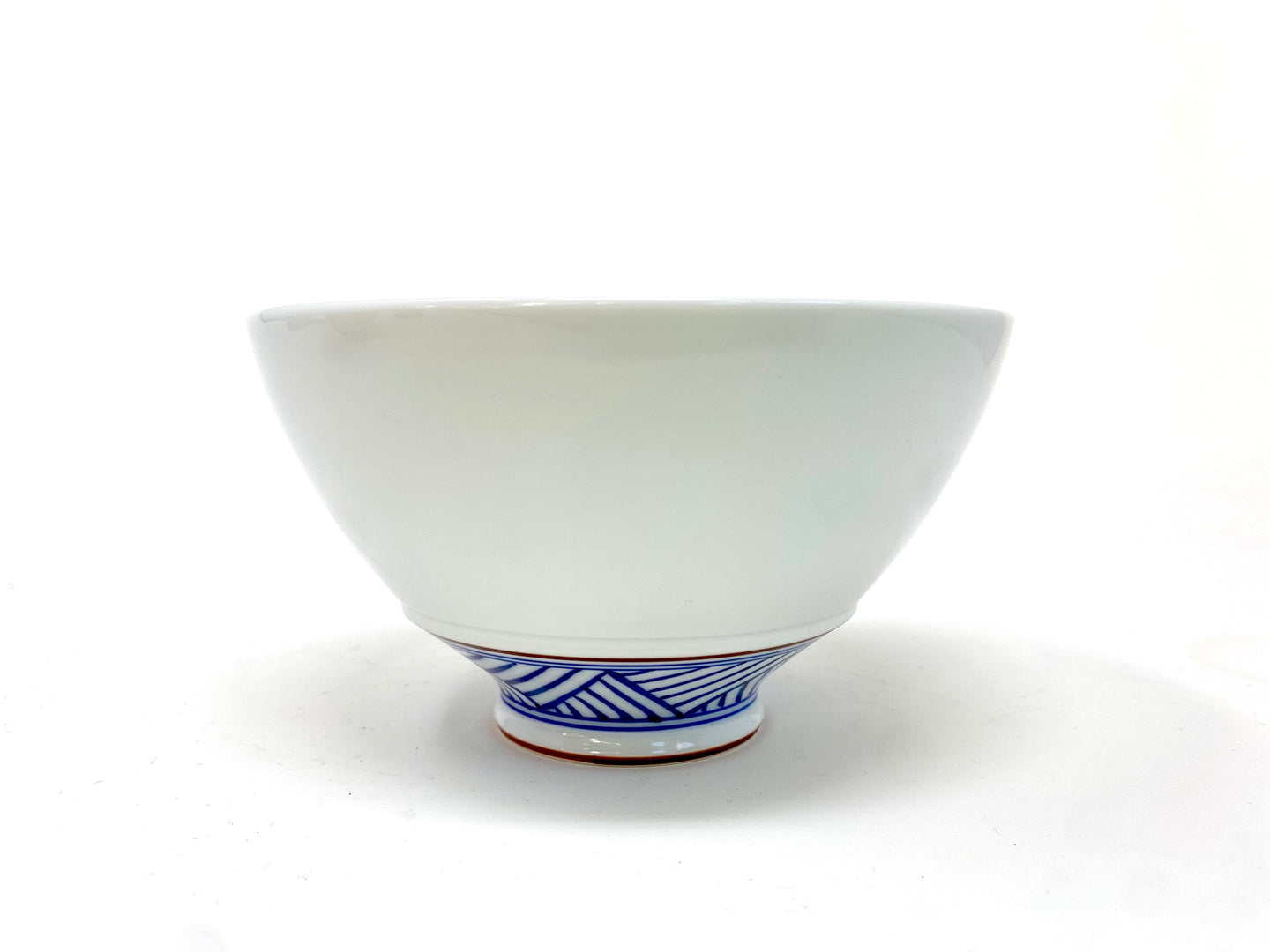 Matcha bowl - tenmoku shape - white/blue - medium